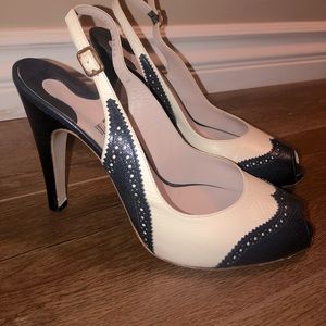 Salvatore Ferregamo Peep Toe Slingback Pumps